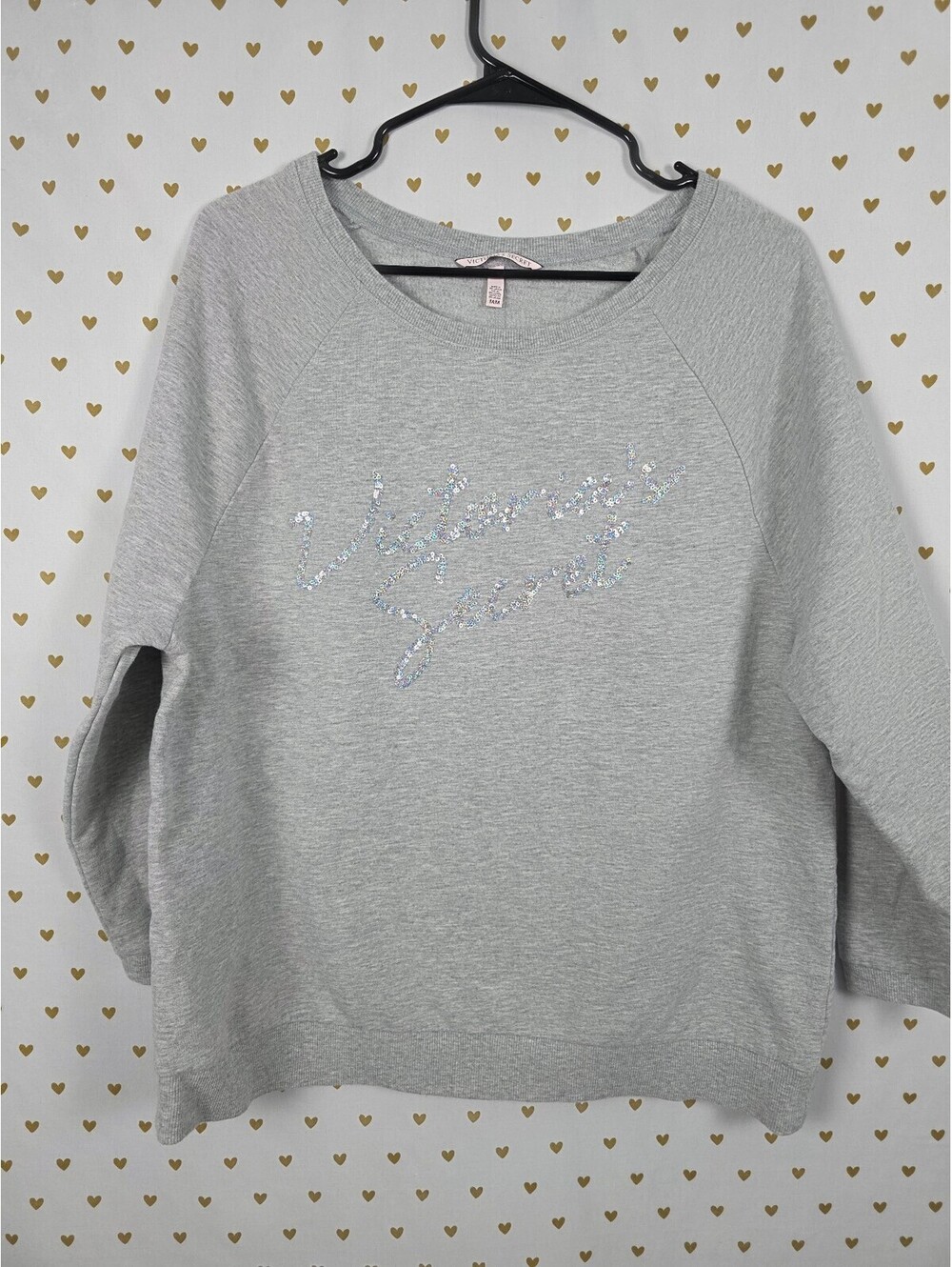 Victorias Secret BLING Sequined Logo Comfy Sweater Shirt  MEDIUM